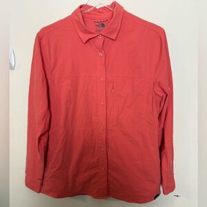 The North Face Flasdry Outdoor Trail Long Sleeve Button Down Shirt Medium Coral
